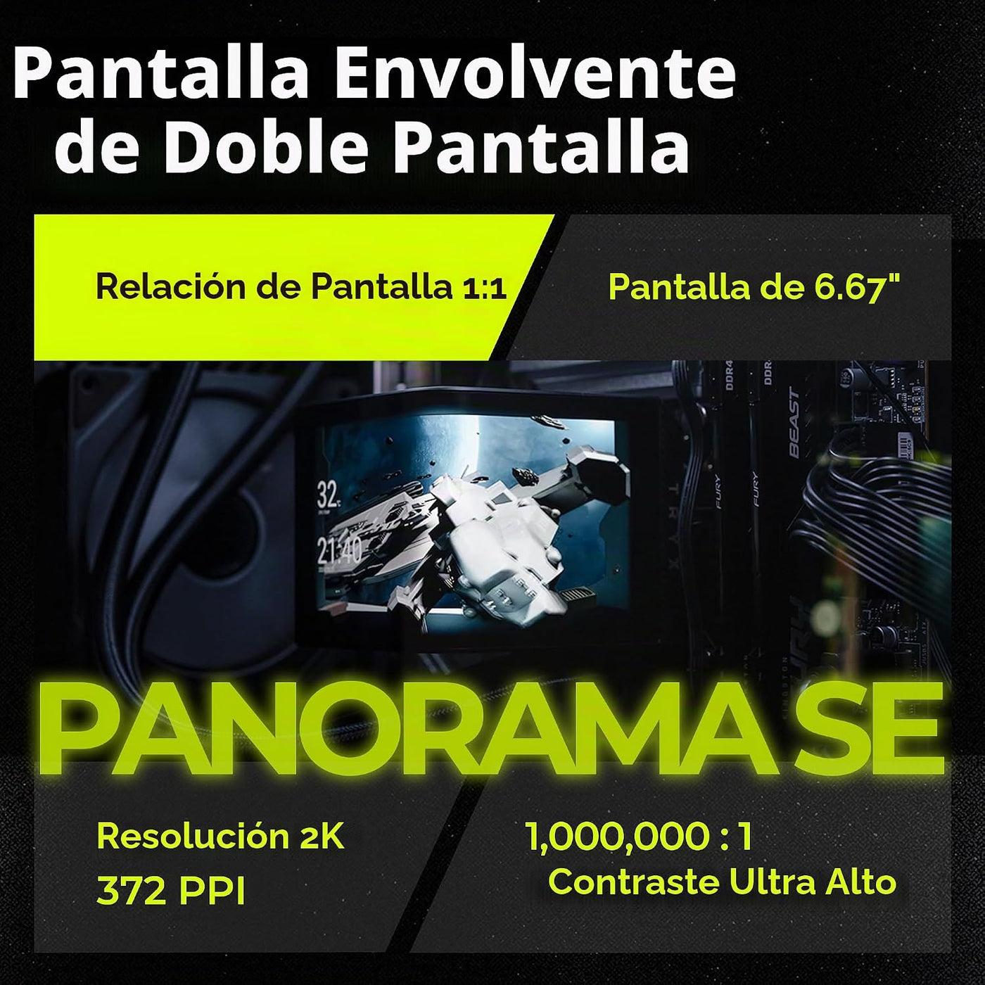 TRYX Panorama SE 360 ARGB 360mm AIO Giratoria Pantalla AMOLED Curva...