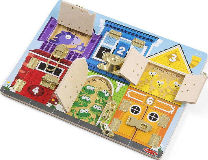 Melissa &amp; Doug Tablero de Pestillos de Madera Juguete de Activi...