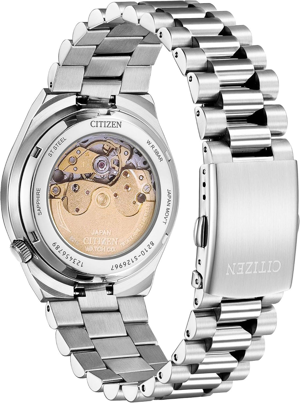CITIZEN TSUYOSA Reloj automático de pulsera de acero inoxidable y esfera azul cielo 1.575 in NJ0151-53M