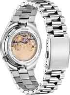 CITIZEN TSUYOSA Reloj automático de pulsera de acero inoxidable y esfera azul cielo 1.575 in NJ0151-53M