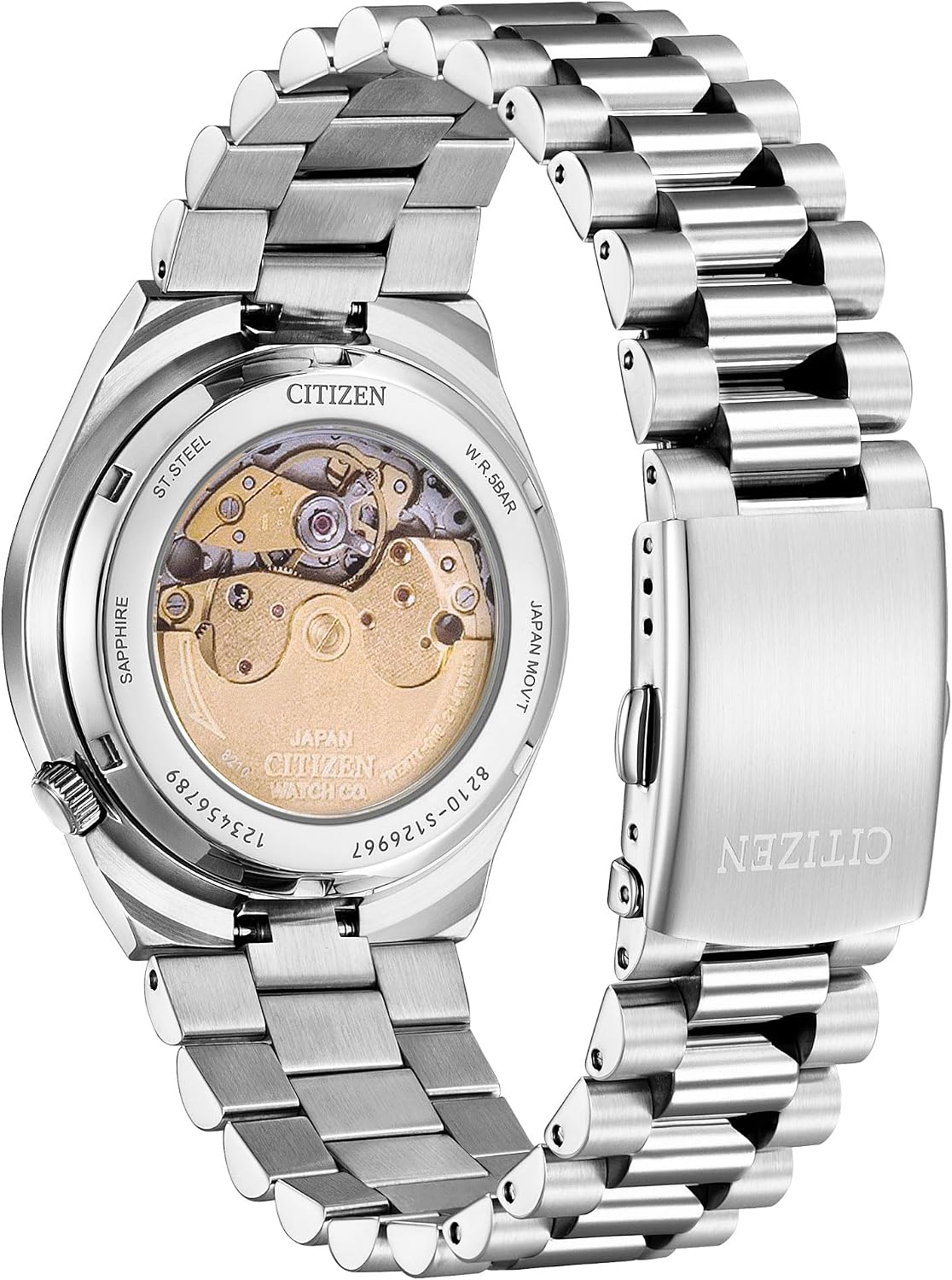 CITIZEN TSUYOSA Reloj automático de pulsera de acero inoxidable y esfera azul cielo 1.575 in NJ0151-53M