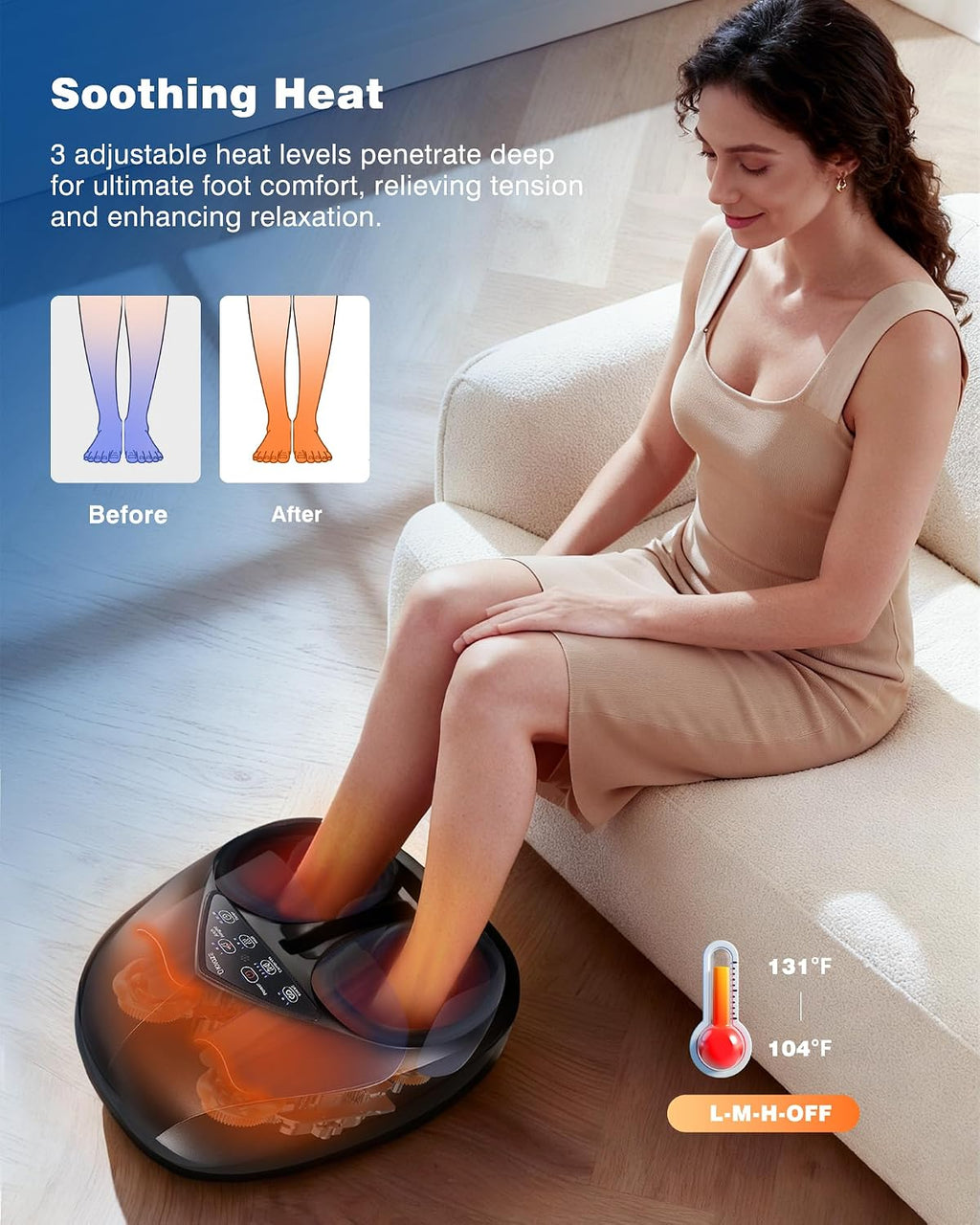 KNQZE Masajeador de pies Shiatsu con calor, diseño de masaje de elevación