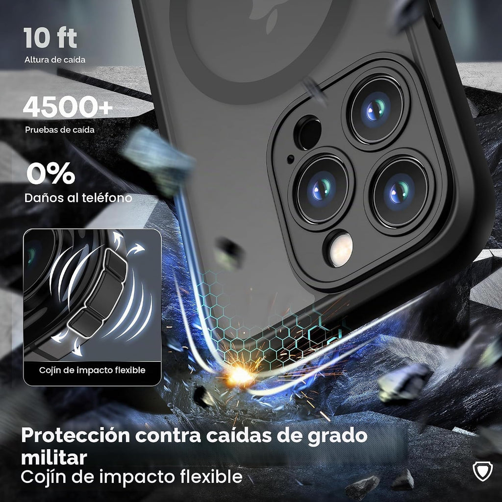ImpactStrong Protector Magnético Diseñado para Funda iPhone 15 Pro [Protección de Cámara] [Probado contra Caídas de Grado Militar] [Compatible con MagSafe] Funda de Teléfono Delgada Translúcida Mate
