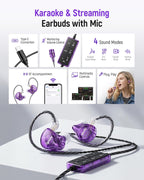 Auriculares tipo diadema con tarjeta de sonido y micrófono, monitores intrauditivos para karaoke y transmisión en vivo