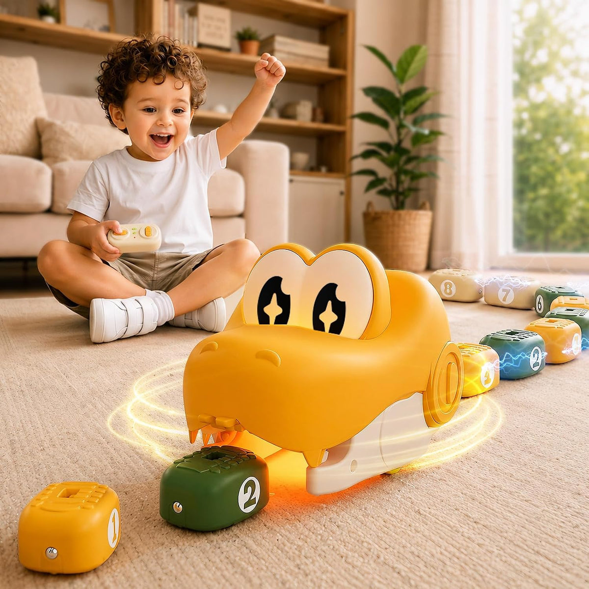 Rc Snake Eating Toys For Kids 6-12, 8 bloques magnéticos de tren de riel