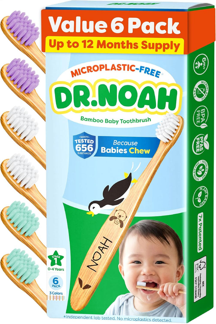 Dr. Noah - Cepillo de dientes de bambú sin microplásticos | Diseñad...