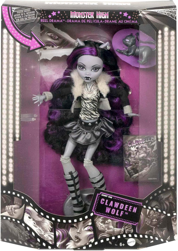 Monster High Muñeca de Drama en Carrete, Clawdeen Wolf en Blanco y...