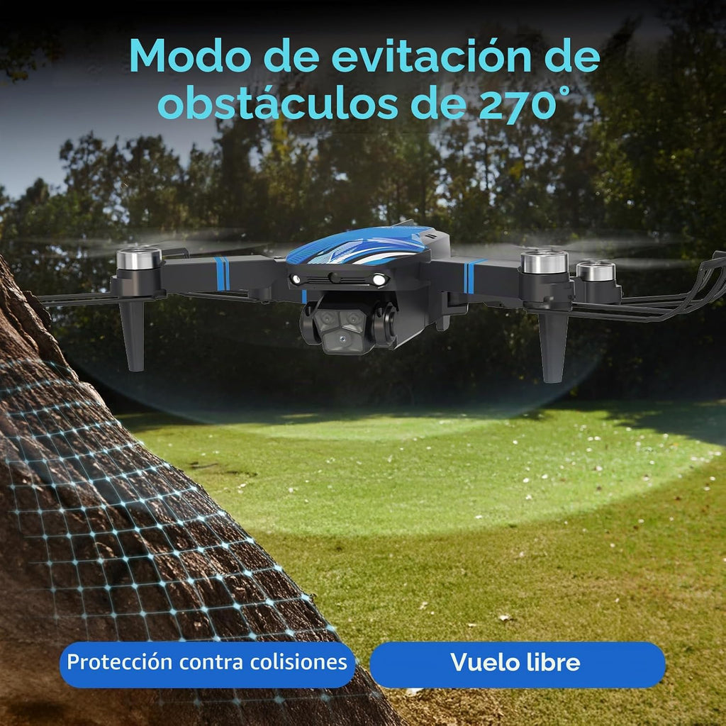 FPV Drone con cámara para adultos con pantalla LCD en RC, mini drones para principiantes, cuadricóptero plegable con motor sin escobillas para evitar obstáculos, compatible con tarjeta SD de 32 G de