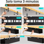 Bandeja de gestión de cables debajo del escritorio de 48" para juego, Negro sin taladro, Organizador de cables para PC, Grande anti-hundimiento para ocultar cables, Red de gestión de cables furtiva para estación de batalla (Negro, 47.8")