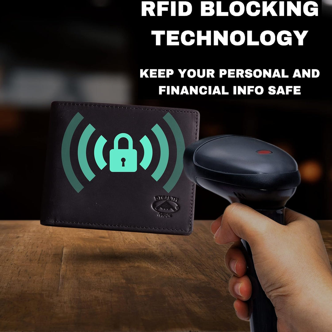 Stealth Mode Billetera de cuero para hombre. Billetera con RFID + 8...