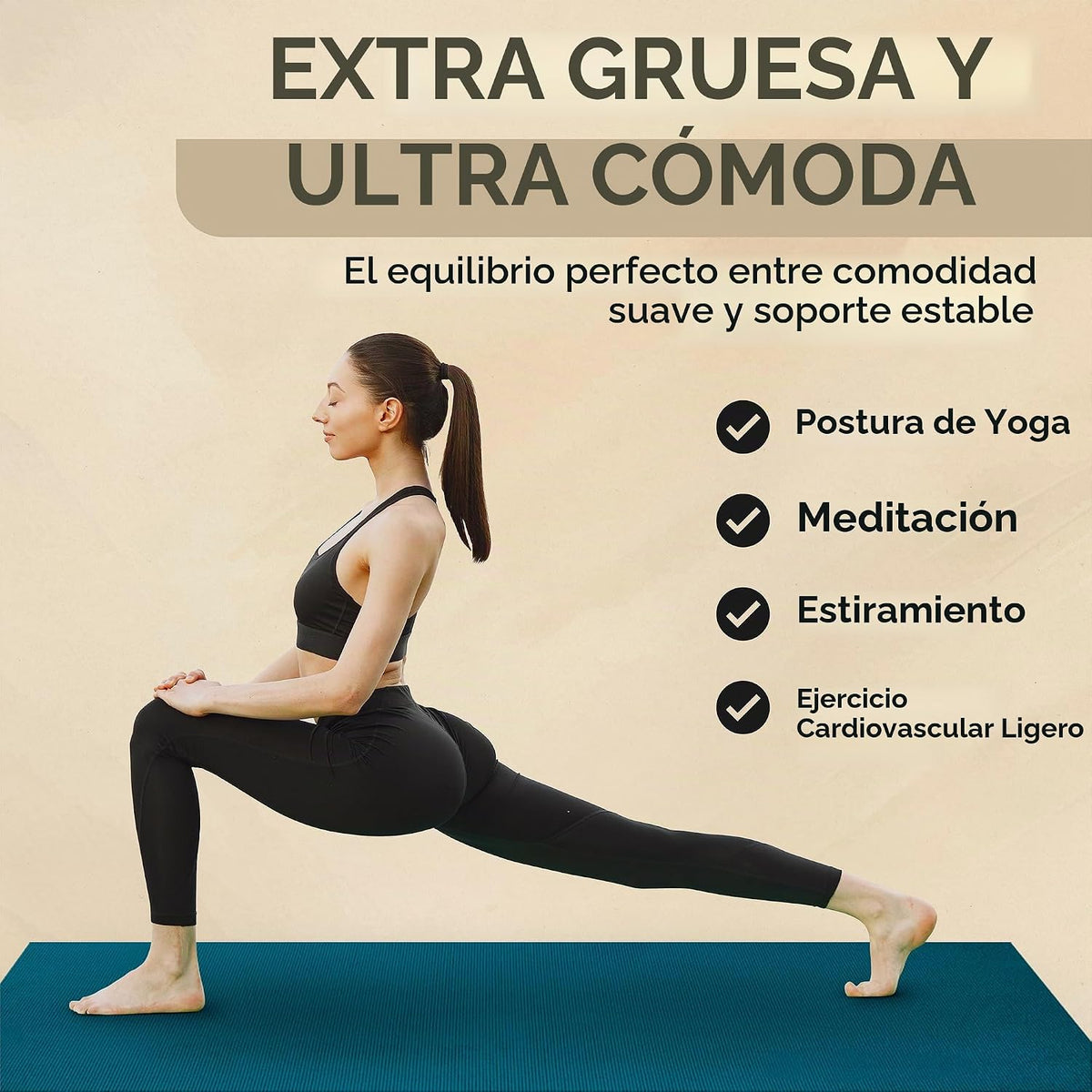 Gorilla Mats Esterilla de Yoga Premium Grande – 6 x 4 pies, 7 x 5 pies (8mm) extra gruesa y ultra cómoda, antideslizante, esterilla de ejercicio descalzo – funciona muy bien en cualquier suelo para