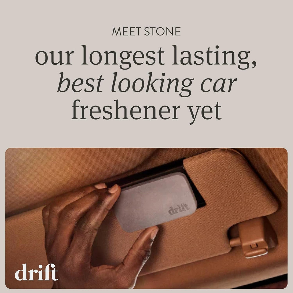 Drift Ambientador de coche – Ambientador de piedra – Eliminador de olores de coche – Aroma de larga duración – Accesorios para automóviles – Clip de metal – Ingredientes limpios – Paquete variado de 3 piezas – Clip incluido