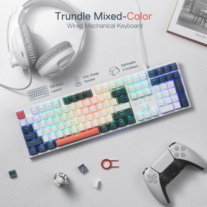 Redragon Teclado para juegos K668 RGB, teclado mecánico con cable d...