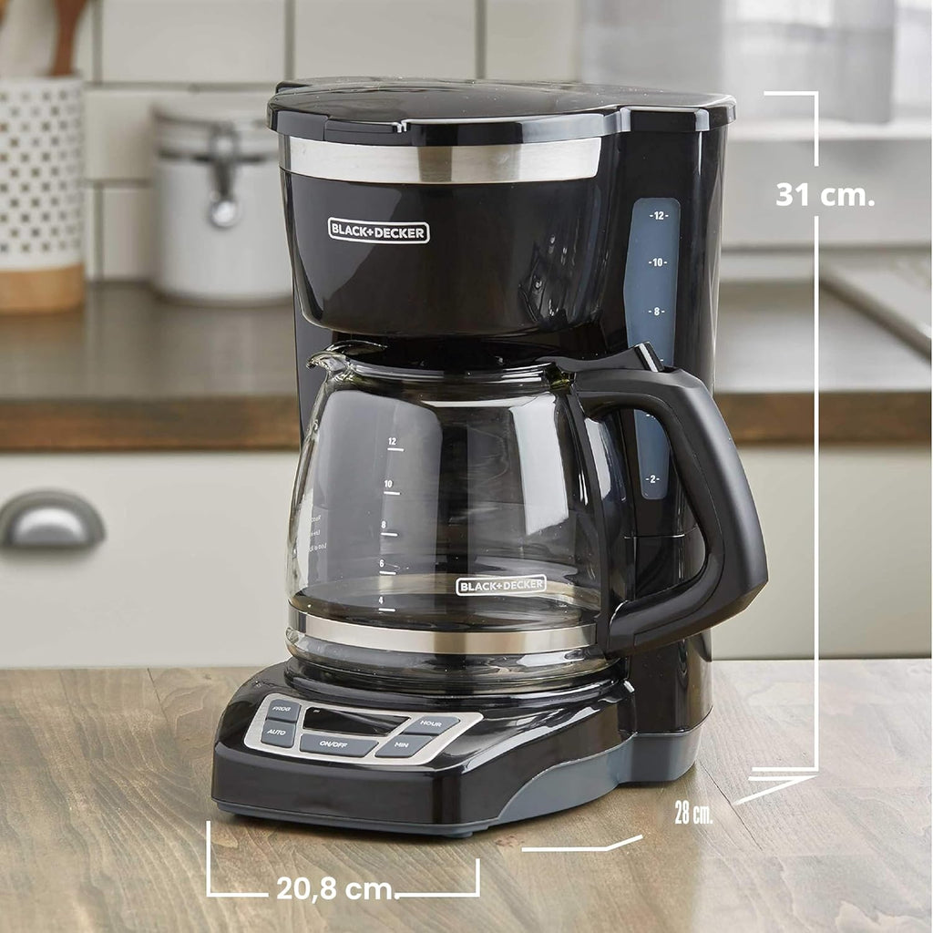 negro+DECKER Cafetera de goteo para 12 tazas con Vortex Brewing