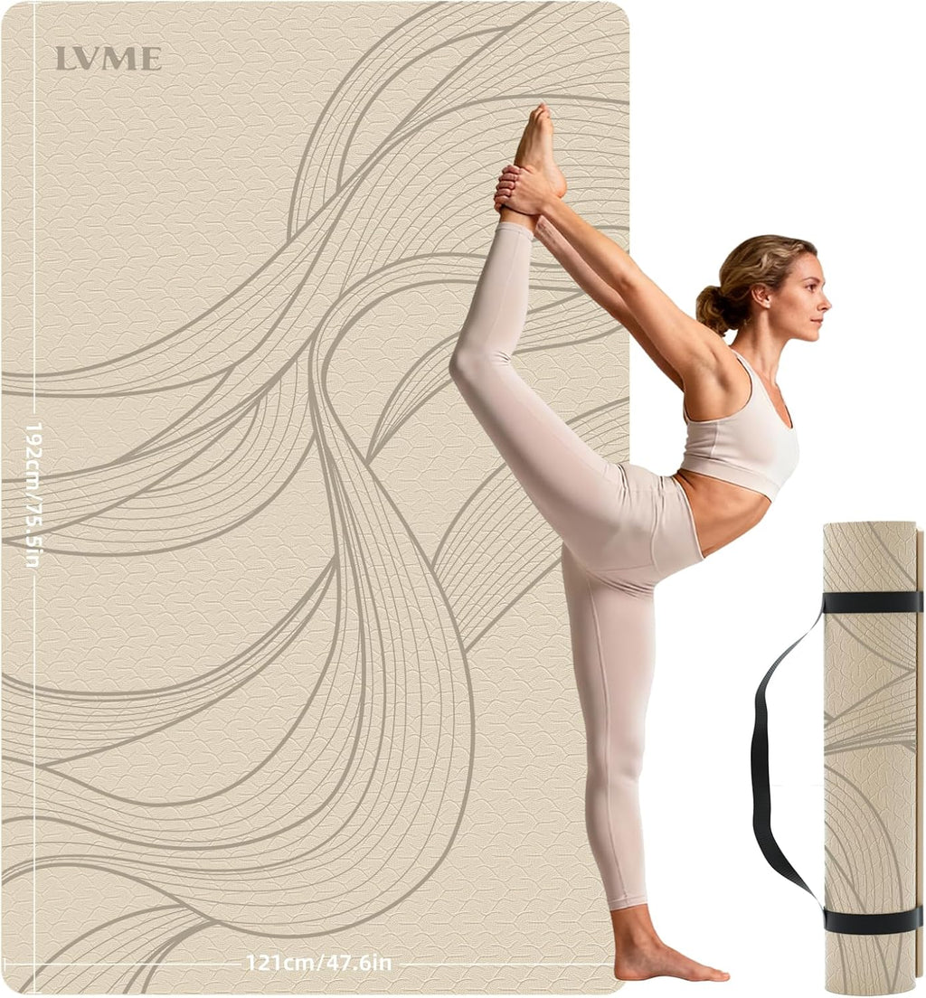Esterilla de yoga grande (75.5 x 47.6 x 0.4 pulgadas) extra ancha y gruesa de 0.394 in