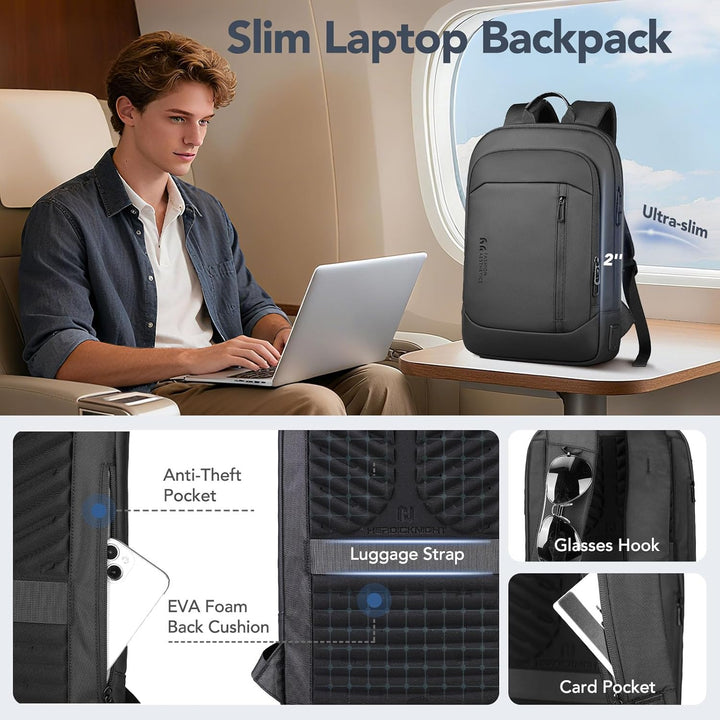 hk Mochila ultradelgada para laptop para hombre, mochila de negocio...