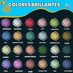Tiza sin polvo para niños con soporte, set de tizas para acera lavables de 24 colores