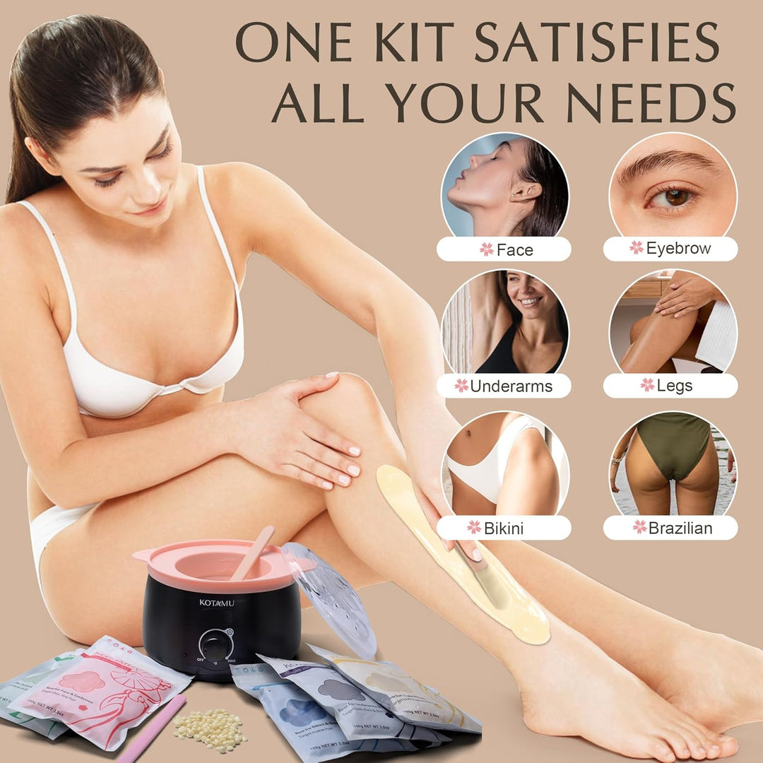 KOTAMU Kit de depilación: calentador de cera profesional para mujer...