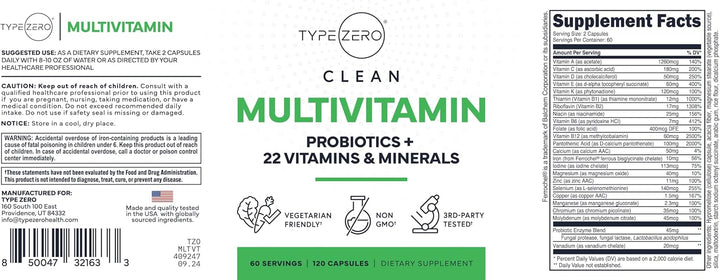 Type Zero Cápsulas multivitamínicas (120 cápsulas) (1300 mg) - con...