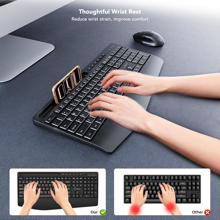 KYSONA Combo de teclado y mouse inalámbricos, teclado inalámbrico d...