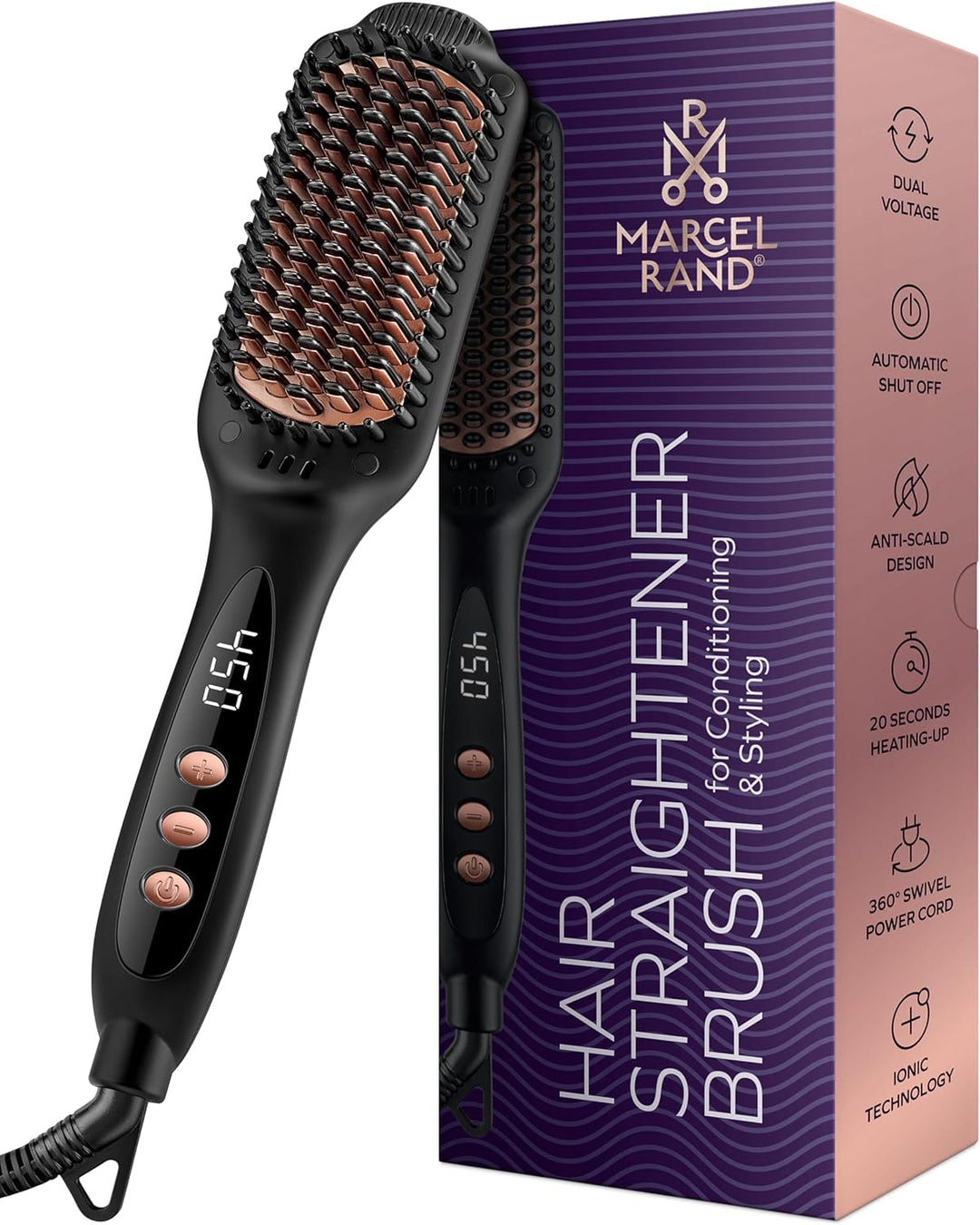 Cepillo alisador de cabello profesional de doble voltaje, cepillo a...