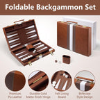 Backgammon Sets - Juegos de mesa clásicos de 11 pulgadas para 2 jugadores adultos, juego de estrategia de backgammon de viaje pequeño con funda de piel sintética de alta calidad, juego de