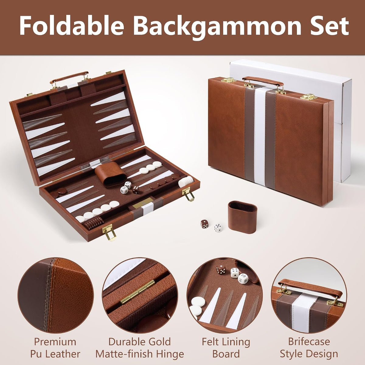 Backgammon Sets - Juegos de mesa clásicos de 11 pulgadas para 2 jugadores adultos, juego de estrategia de backgammon de viaje pequeño con funda de piel sintética de alta calidad, juego de