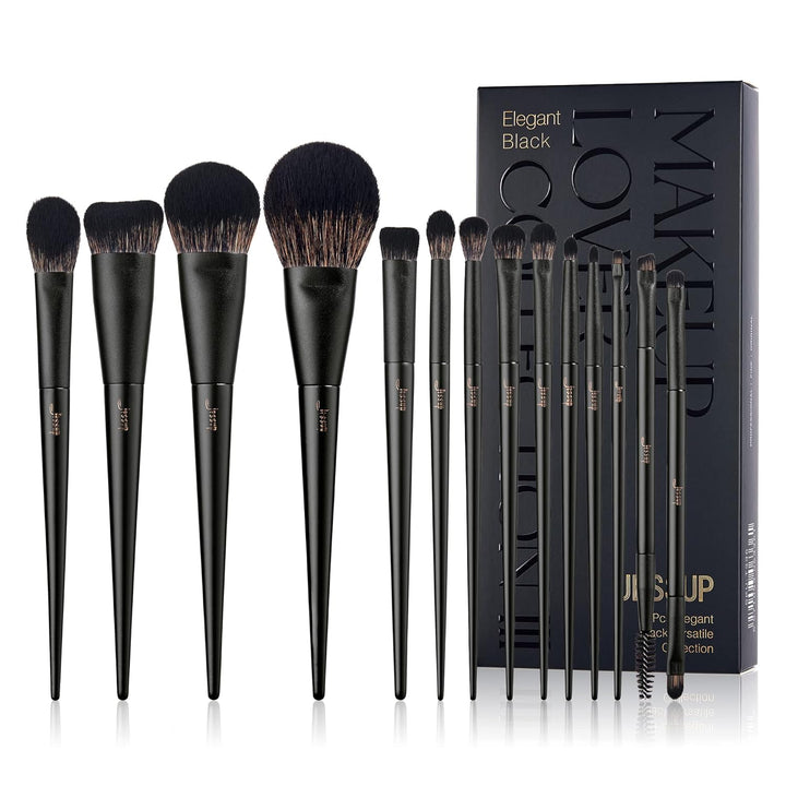 Jessup - Juego de brochas de maquillaje, 14 piezas, base Kabuki neg...
