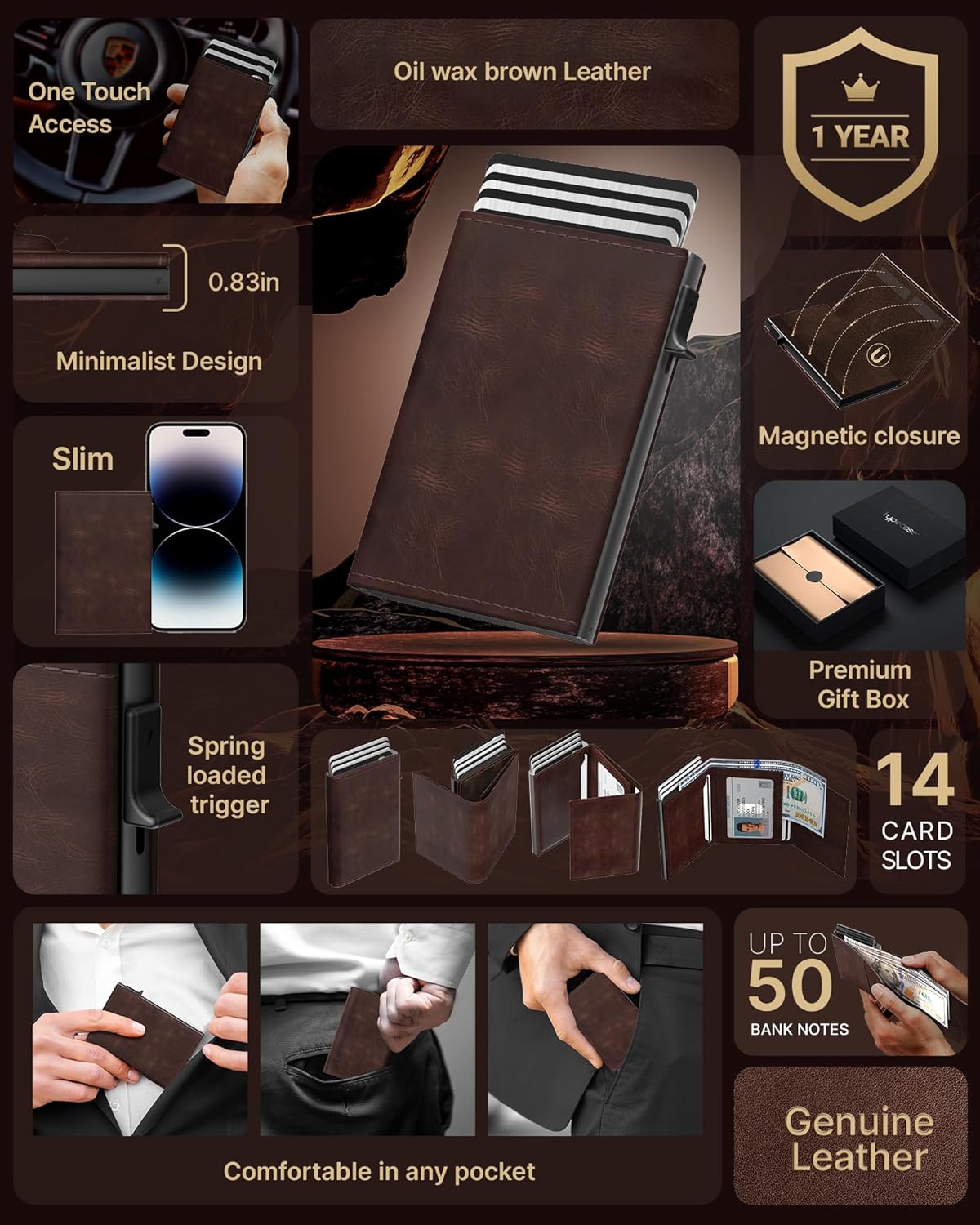 Cartera Typecase para Hombres, Minimalista