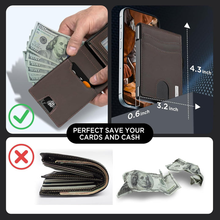 umoven Cartera para hombre \u2013 Funda desplegable, ranura para ef...