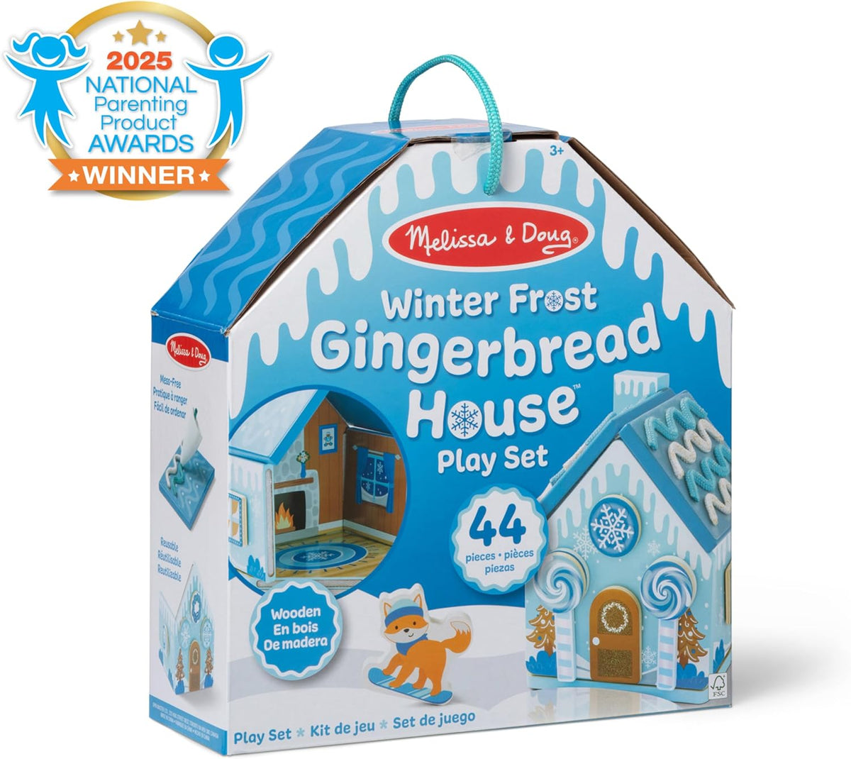 Melissa & Doug Winter Frost - Juego de casa de jengibre de madera para niños y niñas mayores de 3 años