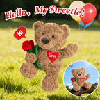 Cuckool Oso de peluche con rosa y corazón de amor, apto para microondas y con peso