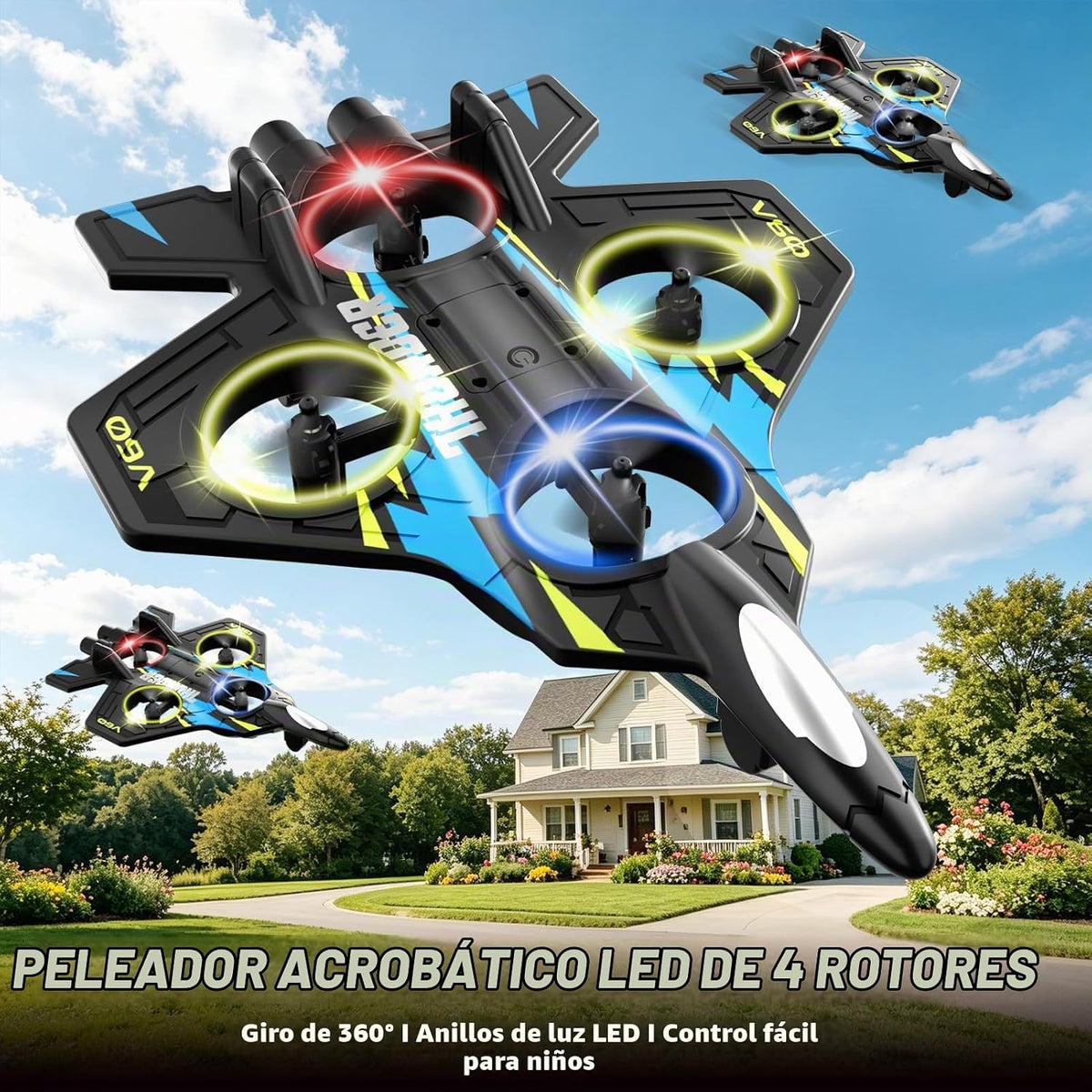4DRC Aviones RC de espuma con control remoto para niños y adultos, avión de combate RC con luz, 360° Flip Fighter Jet Toys, Stunt Roll, regalos de juguete de avión para niños