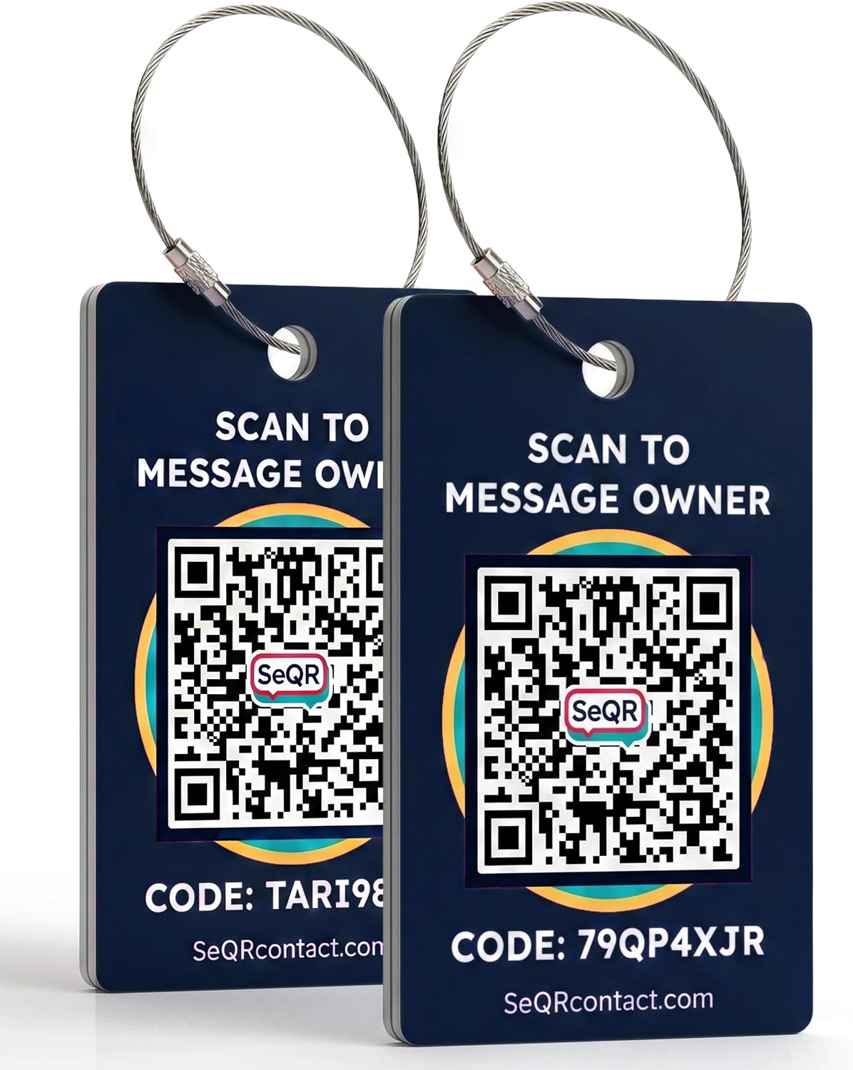 Etiqueta inteligente para equipaje – Etiquetas de privacidad con código QR para maletas de viaje, paquete de 2 unidades, color azul marino