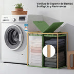 efluky - Cesta doble para ropa sucia con tapa y 2 bolsas extraíbles, color