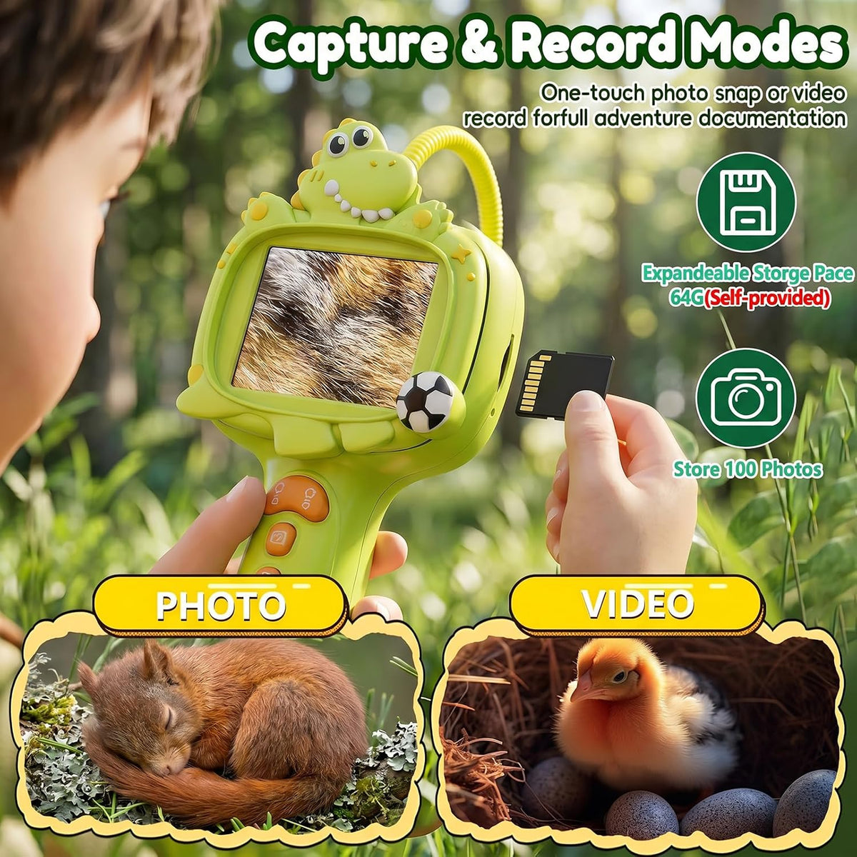 Juguete de cámara de boroscopio para niños con luz, juguete educativo STEM Science para niños y niñas de 3, 4, 5, 6, 7, 8 años, regalo de cumpleaños, descubrimiento y exploración, batería de 650 mAh