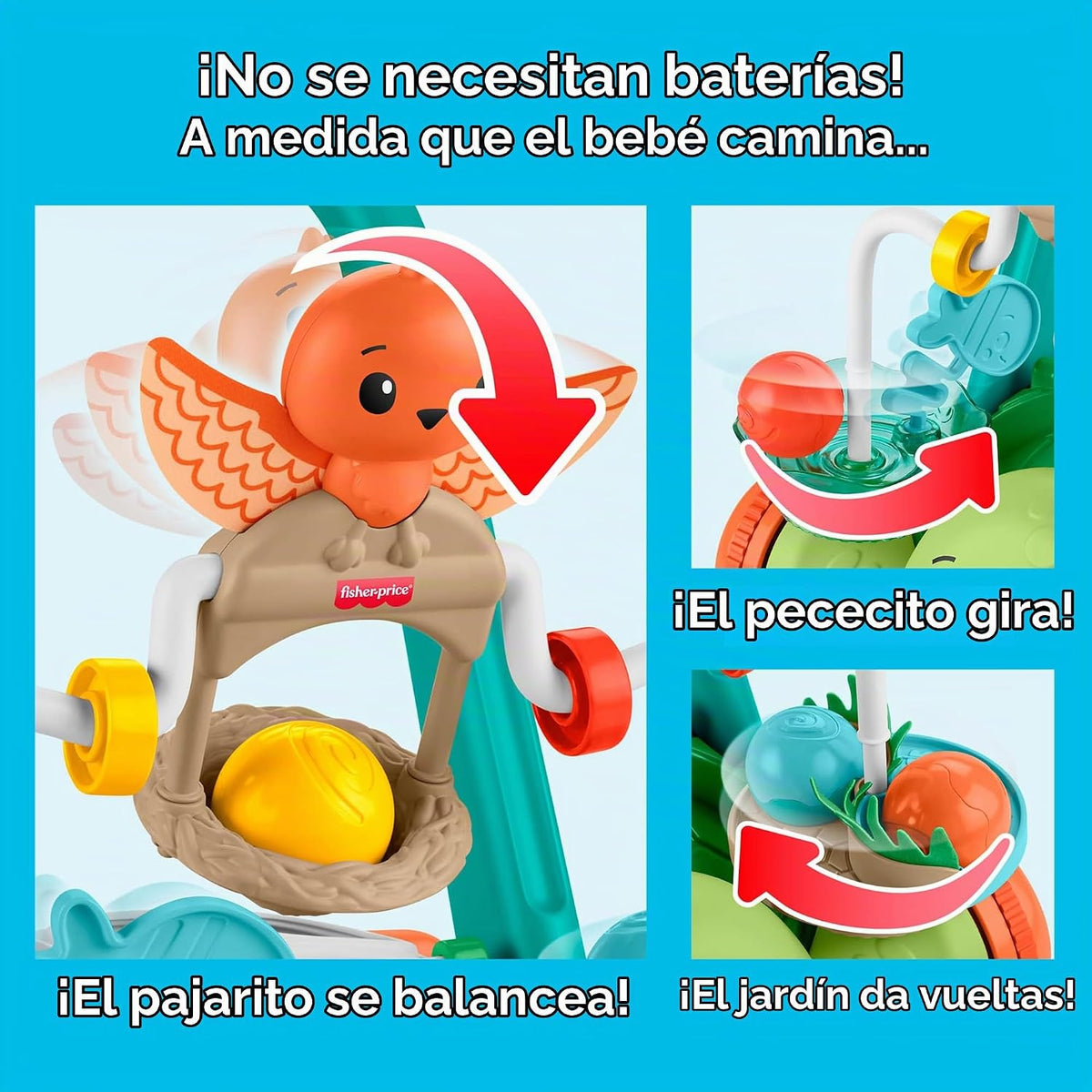 Fisher-Price Mueve contigo tortuga caminante juguete de empuje para bebé