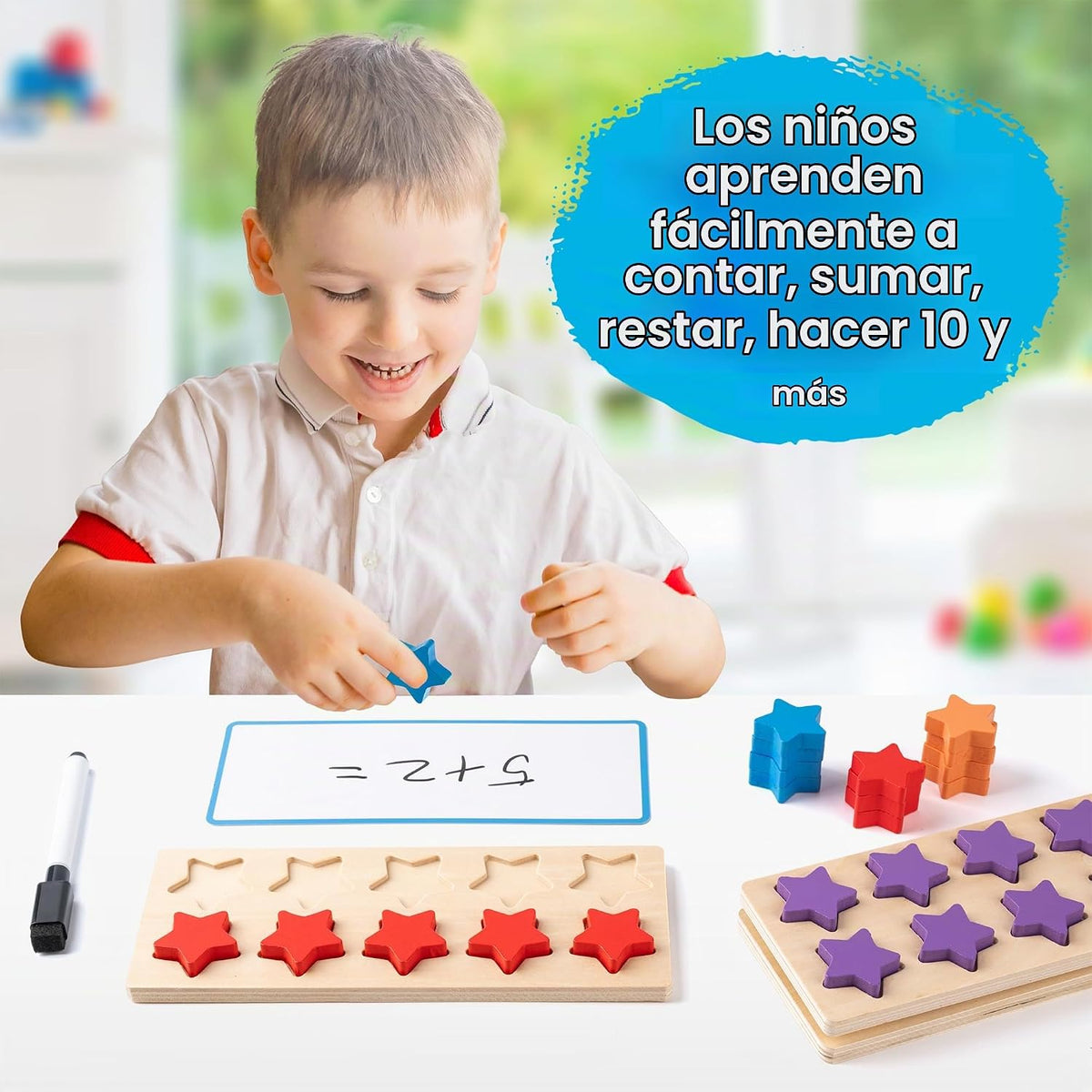 Juego de diez marcos de madera manipuladores matemáticos para