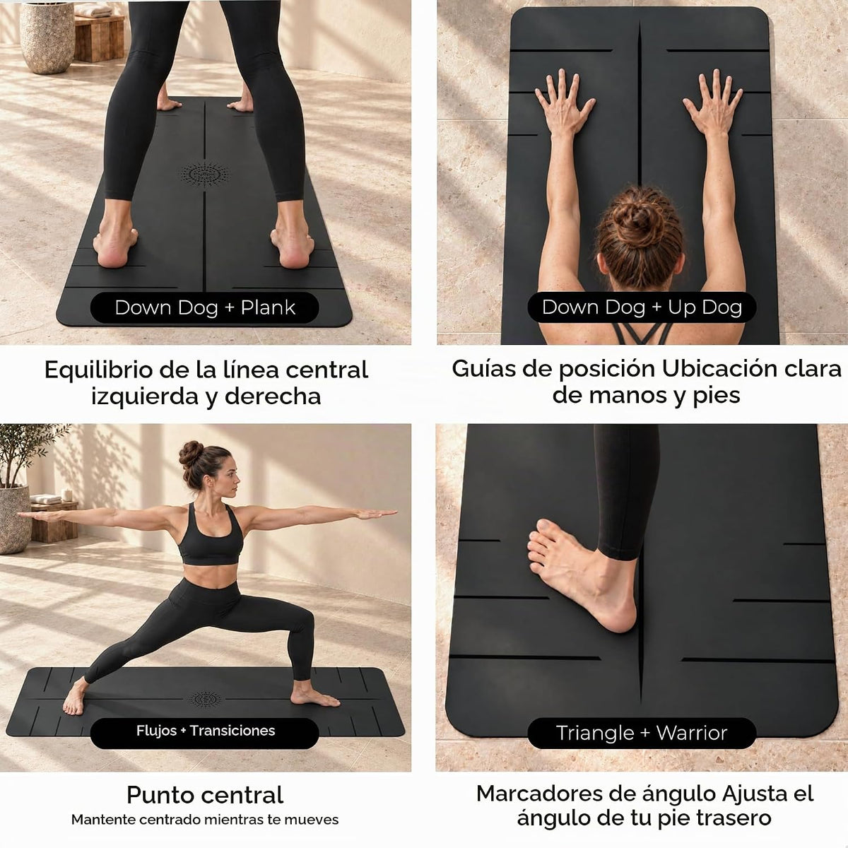 Plyopic. Alfombrilla de Yoga Ultra-Grip Pro – Rendimiento Antideslizante EXTREMO - Agarre en Seco y Agarre Húmedo - Líneas de Alineación - Cómoda y Resistente al Sudor - Para Yoga, Pilates, Ejercicio