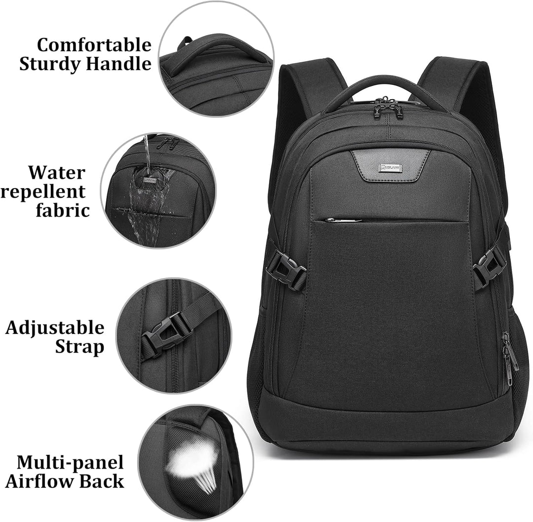 DUSLANG Mochila antirrobo para laptop, negra, funda para portátil d...
