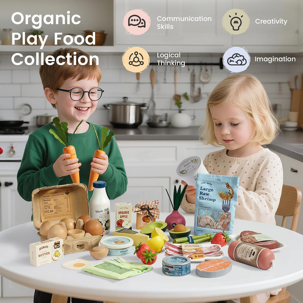 Tiny Land Juego de comida de madera para la cocina de los niños