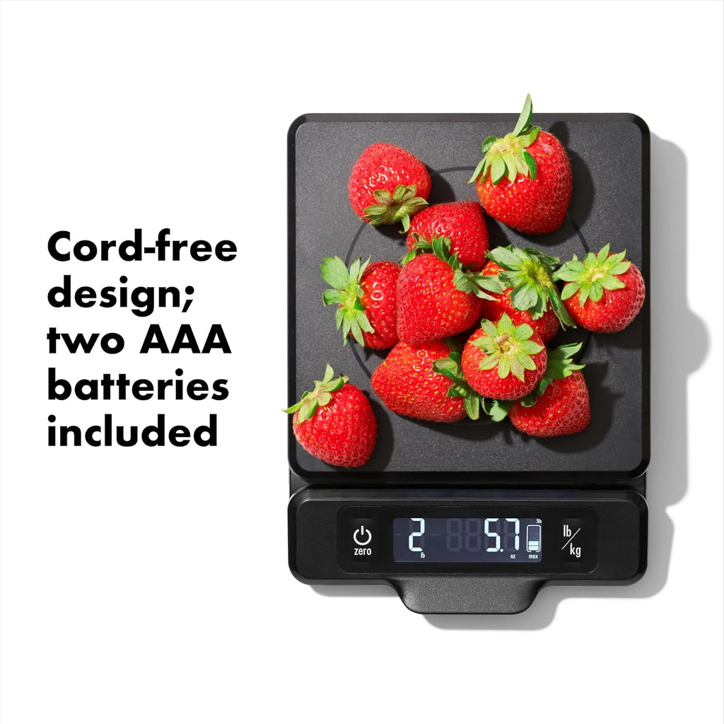 OXO Good Grips - Báscula de cocina de 5 libras con pantalla extraíble