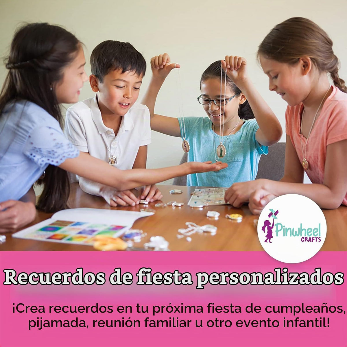 Pinwheel Crafts Kit de fabricación de joyas con dije para niñas de 8 a 12 años o más, kit de fabricación de collares y pulseras para niños, artesanía única para crear múltiples collares y pulseras