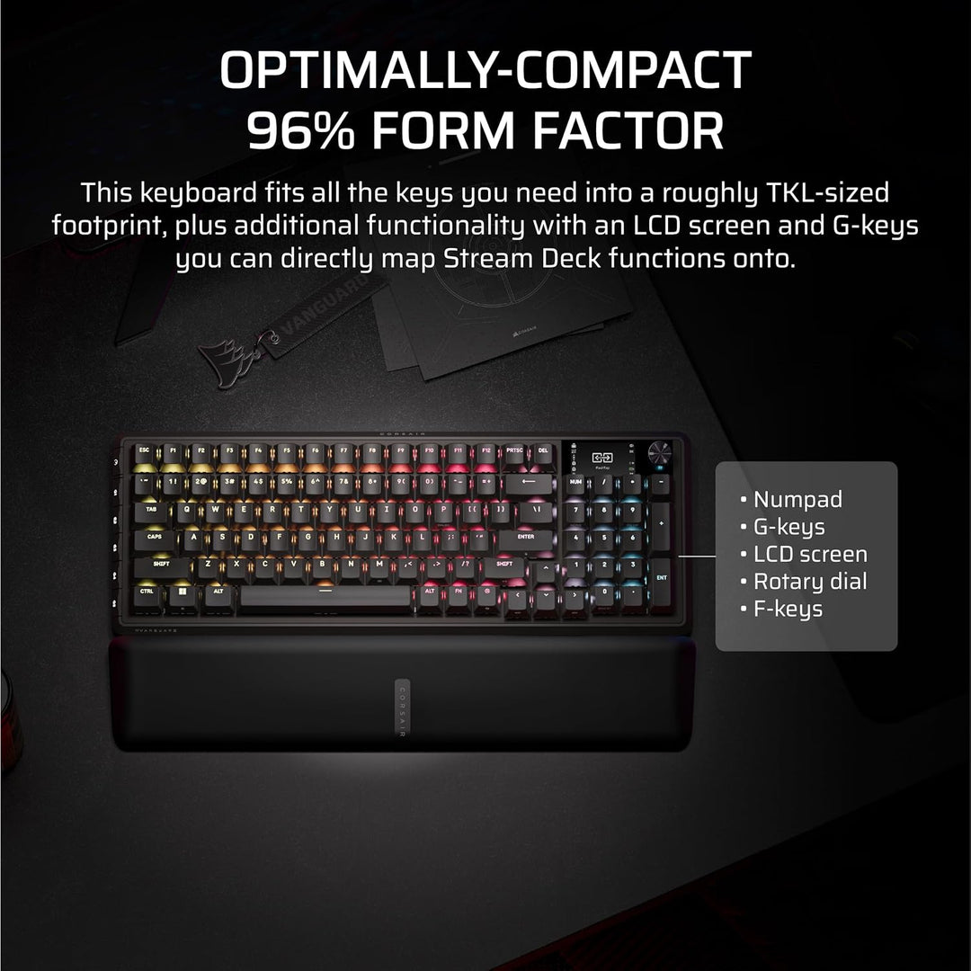 Corsair Teclado mecánico inalámbrico para juegos RGB Vanguard 96 \u...