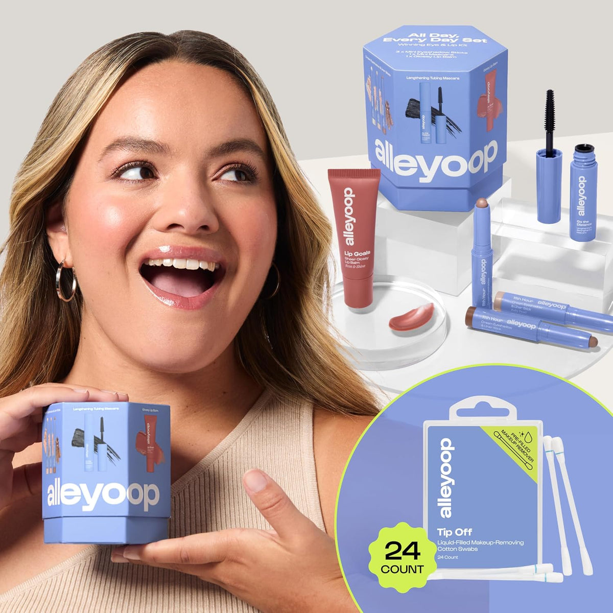 ALLEYOOP Everyday Essentials - Kit de maquillaje + hisopos para qui...