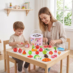 WHOLL - Juego de 45 piezas de comida de madera para niños, juguetes de