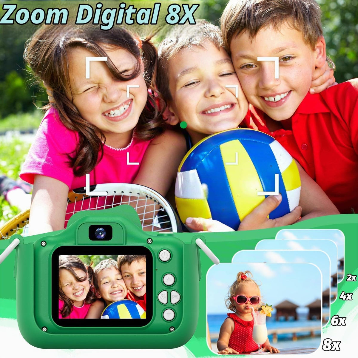 Juguetes de cámara selfie para niñas de 3 a 9 años, juguete de cámara de video digital con cubierta protectora, regalos de festival de cumpleaños de Navidad para niñas de 3 a 9 años