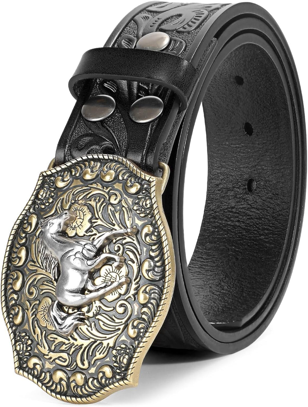 BELTROAD Cinturón de hebilla de cuero occidental para hombre y muje...