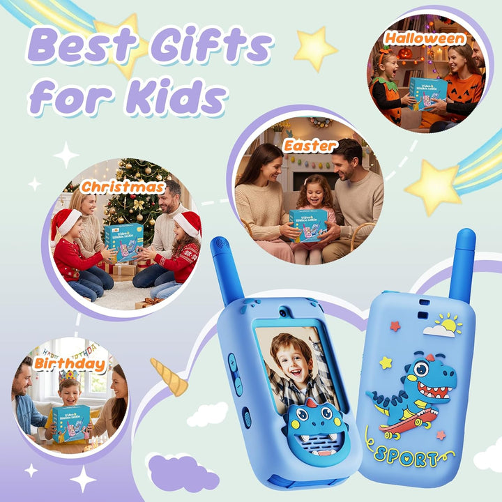 Walkie Talkies de video para niños, paquete de 2 radios bidireccion...