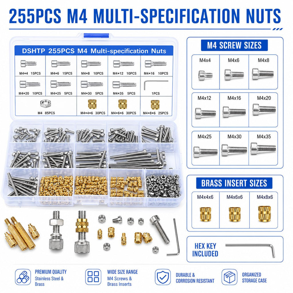 Kit de inserción de calor M4 para impresión 3D, insertos roscados Kit de